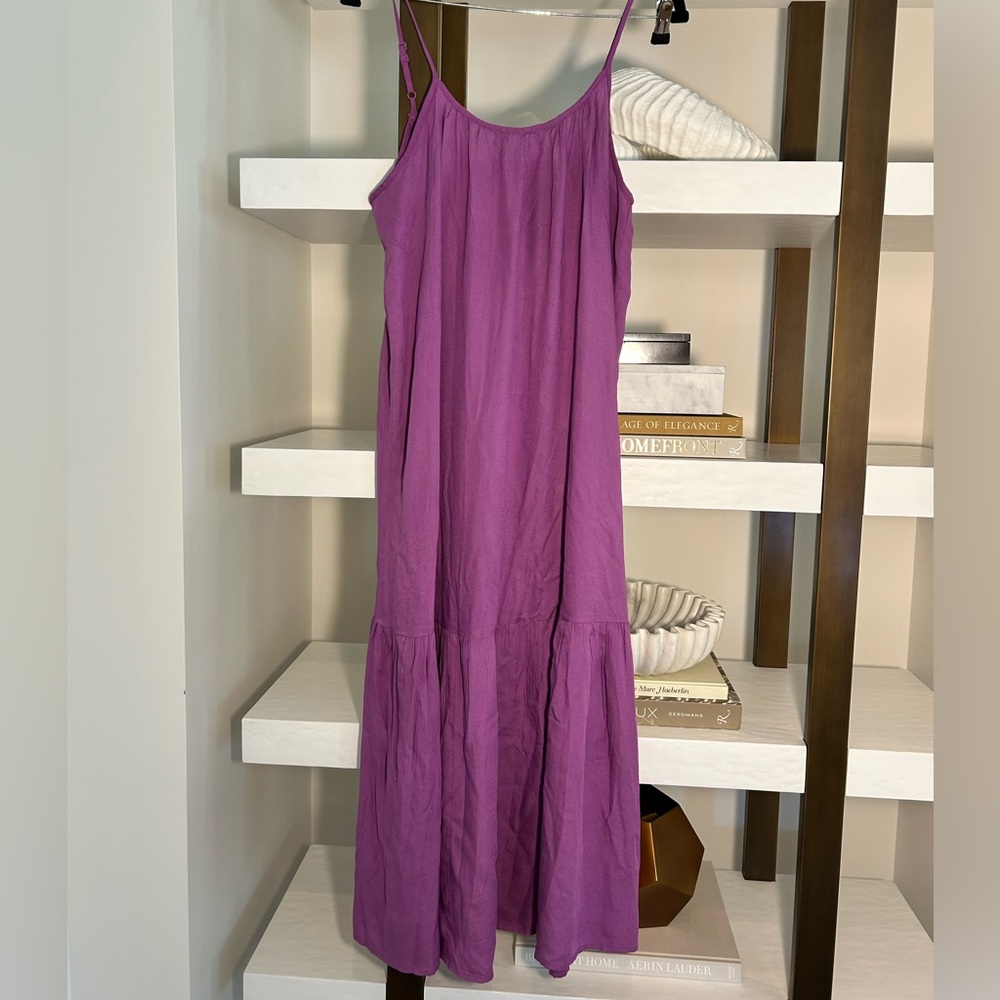 Easy Wear Long Purple Coverup Dress, XS